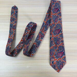 Vintage Liberty London‎ Neck Tie Mens Red Paisley Wool Challis Western ENGLAND